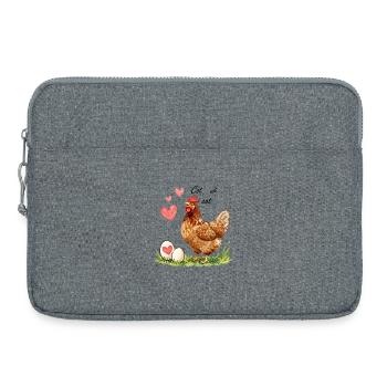 Heart Hen and Watercolor Eggs - Laptop bag 15" - heather grey - Front