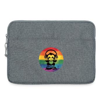 Rainbow DJ Monkey – Signe de la main rock casque - Sacoche pour ordinateur portable 15 pouces - gris chiné - Devant