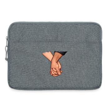 Holding hands motif love - Laptop bag 15" - heather grey - Front