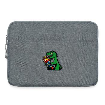 Dino Schultüte Schultasche Dinosaurier Einschulung - Laptoptasche 15" - Grau meliert - Vorne