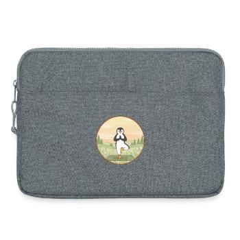 Yoga Penguin Animal Doing Tree Pose Art - Laptop bag 15" - heather grey - Front