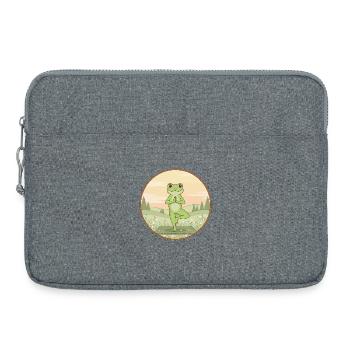 Grenouille de yoga Amphibien faisant la posture de l’arbre - Sacoche pour ordinateur portable 15 pouces - gris chiné - Devant