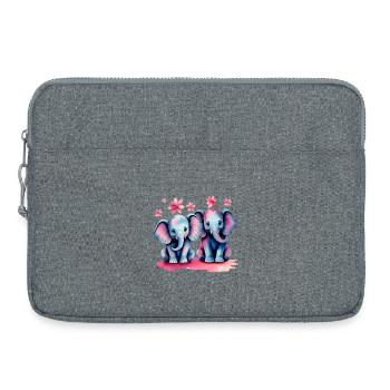 Pastellelefanten mit Blumen - Laptoptasche 15" - Grau meliert - Vorne