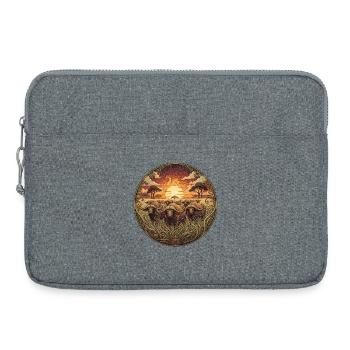 Art circulaire du coucher de soleil du gnou - Sacoche pour ordinateur portable 15 pouces - gris chiné - Devant
