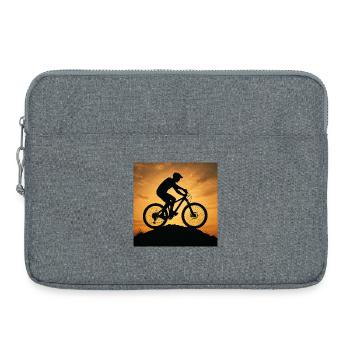 Sonnenuntergang Mountainbike Silhouette - Laptoptasche 15" - Grau meliert - Vorne