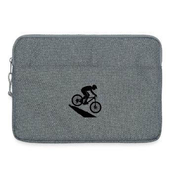 Silhouette de cycliste en saut en descente - Sacoche pour ordinateur portable 15 pouces - gris chiné - Devant