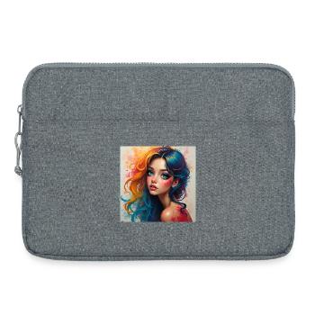 Regenbogen-Haar-Porträt-Splash - Laptoptasche 15" - Grau meliert - Vorne