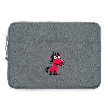 Kunterbuntes Pony-Doodle - Laptoptasche 15" - Grau meliert - Vorne
