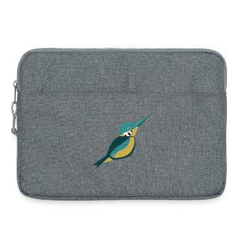 Geometric style kingfisher with polka dots L blue - Laptop bag 15" - heather grey - Front