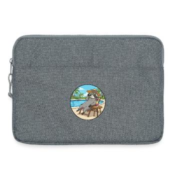 Sommer-Waschbär-Tier entspannt sich am Pool - Laptoptasche 15" - Grau meliert - Vorne