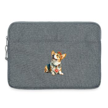 Königlicher Corgi  - Laptoptasche 15" - Grau meliert - Vorne