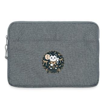 Lucky Cat Ukiyoe Gold auf Navy - Laptoptasche 15" - Grau meliert - Vorne
