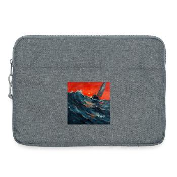 Rotes Abendlicht über Segelboot im Sturm - Laptoptasche 15" - Grau meliert - Vorne