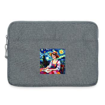 Nocturnal patchwork font - Laptop bag 15" - heather grey - Front