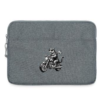 Big cat on motorcycle - Laptop bag 15" - heather grey - Front