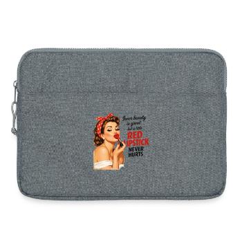 Pin-Up Girl Retro Design: Roter Lippenstift - Laptoptasche 15" - Grau meliert - Vorne