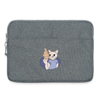 Chat croissant drôle - Sacoche pour ordinateur portable 15 pouces - gris chiné - Devant