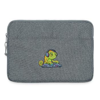 Caméléon DJ Platines Musique Mascotte Cartoon - Sacoche pour ordinateur portable 15 pouces - gris chiné - Devant