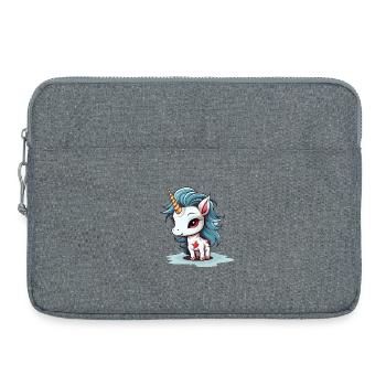 Licorne aux cheveux bleus avec des étoiles - Sacoche pour ordinateur portable 15 pouces - gris chiné - Devant