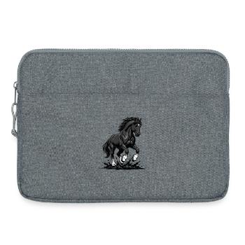 Cheval Noir Galop Étalon Sauvage Équestre - Sacoche pour ordinateur portable 15 pouces - gris chiné - Devant