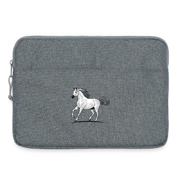 Weißes Araberpferd gesprenkelt, trabendes Traben Reiter-Eleganz - Laptoptasche 15" - Grau meliert - Vorne