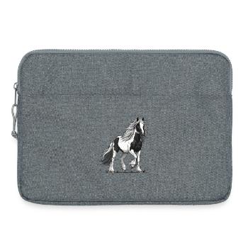Black and White Pied Horse Equestrian Winnower - Laptop bag 15" - heather grey - Front