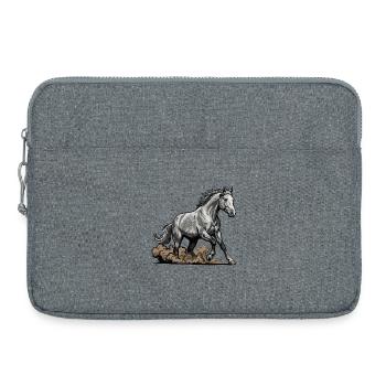 Geflecktes Graues Pferd Galopp Reiter-Rodeo - Laptoptasche 15" - Grau meliert - Vorne