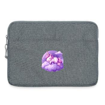 Pink unicorn sleeping on a purple cloud - Laptop bag 15" - heather grey - Front