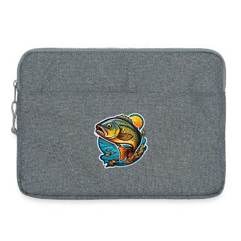 Koi flamboyante sur vague et soleil - Sacoche pour ordinateur portable 15 pouces - gris chiné - Devant