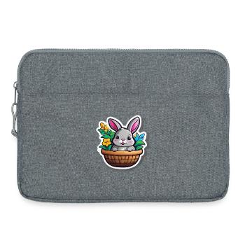 Spring Rabbit in Flower Basket - Laptop bag 15" - heather grey - Front
