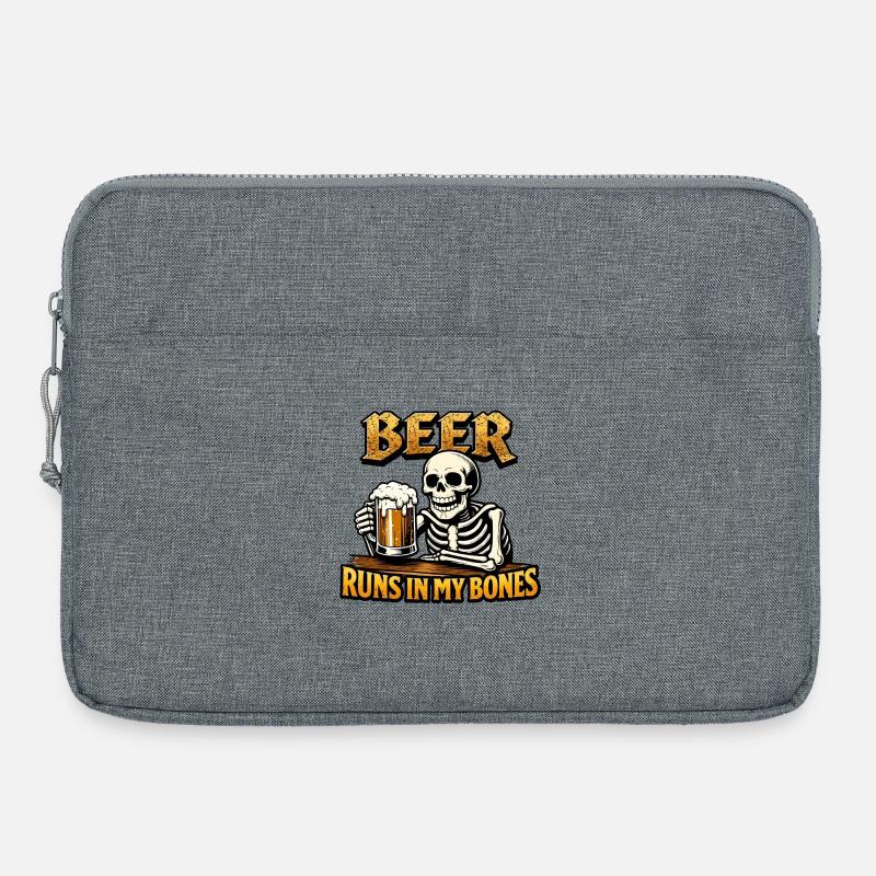 Beer Skeleton and Beer - Laptop bag 15" - heather grey