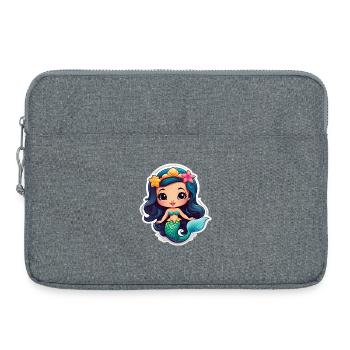 Sirène kawaii aux fleurs - Sacoche pour ordinateur portable 15 pouces - gris chiné - Devant