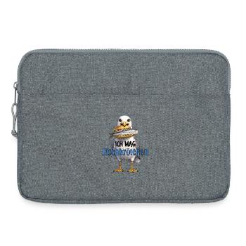 Möwe mit Fischbrötchen Illustration - Laptoptasche 15" - Grau meliert - Vorne