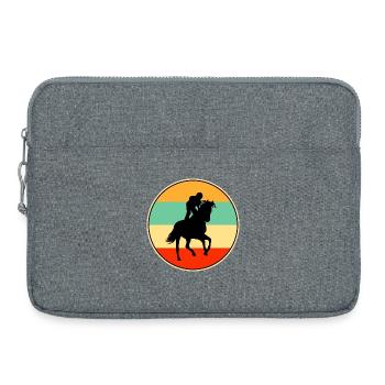 Jockey rétro de courses de chevaux Vintage Sunset Silhouett - Sacoche pour ordinateur portable 15 pouces - gris chiné - Devant