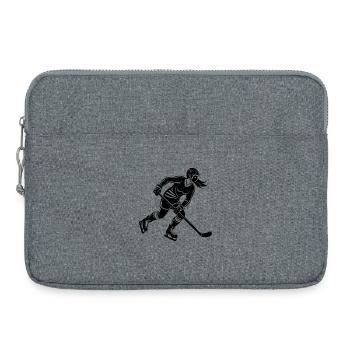 Joueuse de hockey patinant avec la rondelle - Sacoche pour ordinateur portable 15 pouces - gris chiné - Devant