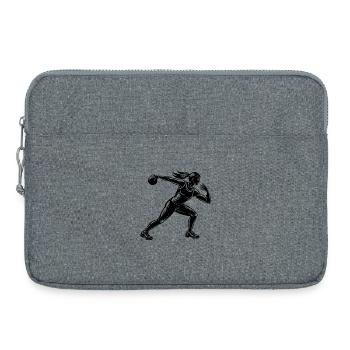 Girl Shot Put Thrower for Track - Laptop bag 15" - heather grey - Front