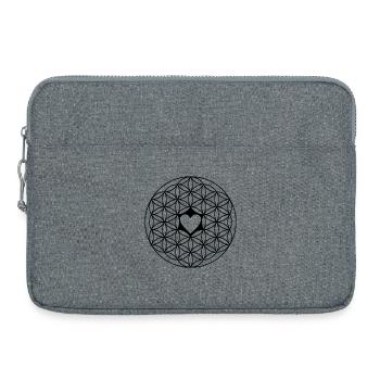 Lebensblume mit Herz schwarz -Achtsamkeit Selfcare - Laptoptasche 15" - Grau meliert - Vorne