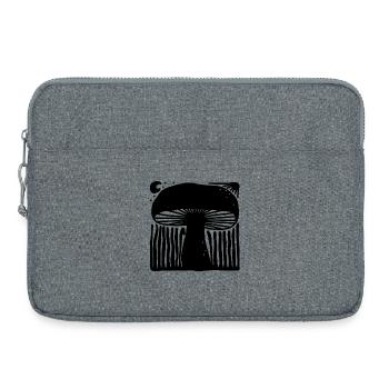 Mystical Celestial Mushroom Linocut Illustration - Laptop bag 15" - heather grey - Front