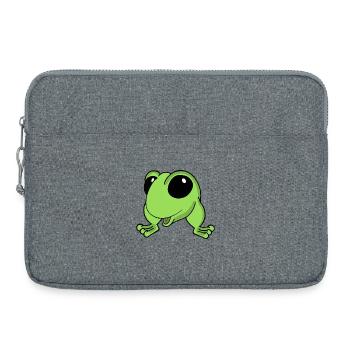 Lime Frog Cartoon Cheer - Laptop bag 15" - heather grey - Front