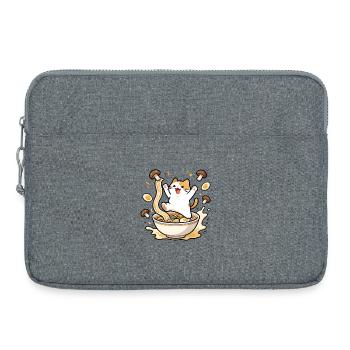 Glückliche Ramen-Katze - Laptoptasche 15" - Grau meliert - Vorne