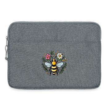 Abeille et fleurs nature jardin - Sacoche pour ordinateur portable 15 pouces - gris chiné - Devant