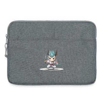 Chibi Krieger mit Katana - Laptoptasche 15" - Grau meliert - Vorne