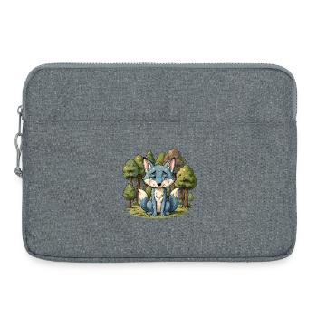 Blue fox animal sad forest - Laptop bag 15" - heather grey - Front
