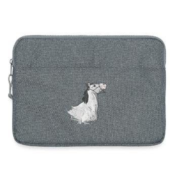 La tête d'un cheval gris qui tire sur sa longe - Sacoche pour ordinateur portable 15 pouces - gris chiné - Devant