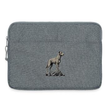 Irish Wolfhound Dog on Rock - Laptop bag 15" - heather grey - Front