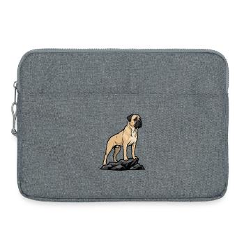 Bullmastiff-Hund auf Felsen Porträt Rehfawn Black - Laptoptasche 15" - Grau meliert - Vorne