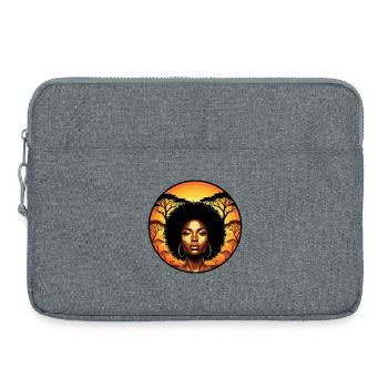 Afro portrait in sunset safari - Laptop bag 15" - heather grey - Front