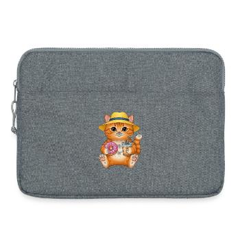 Süßes Katzen-Weihnachts-T-Shirt – Kawaii Sommerdesign - Laptoptasche 15" - Grau meliert - Vorne