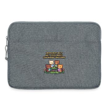 Introvert meets childhood cartoons - Laptop bag 15" - heather grey - Front