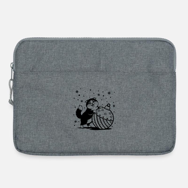 Chat mignon et duveteux avec une grosse babiole de Noël - Sacoche pour ordinateur portable 15 pouces - gris chiné